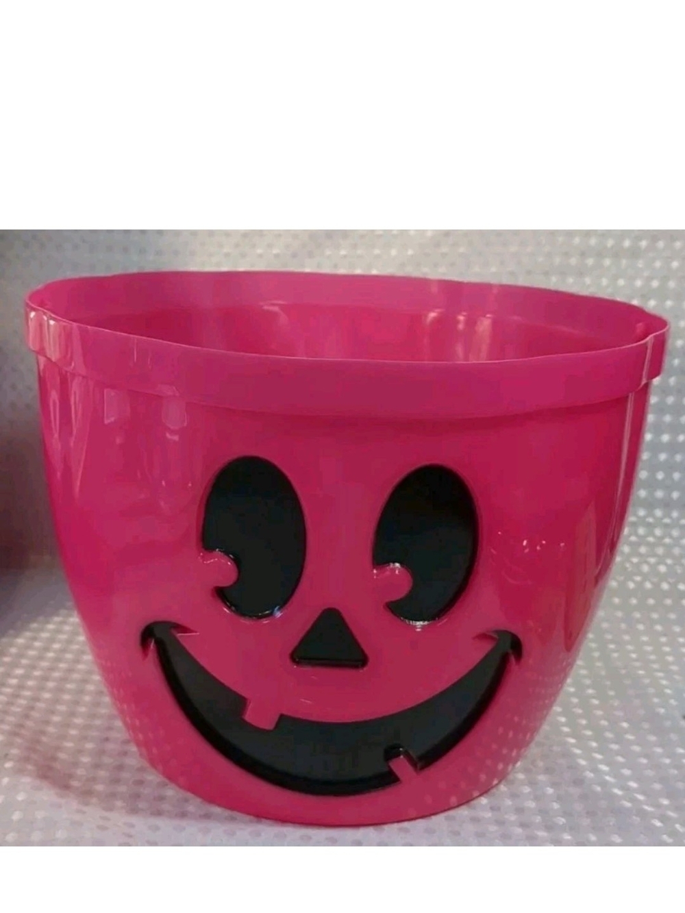 Pink Halloween Pumpkin Treat Bucket with Smiling Face